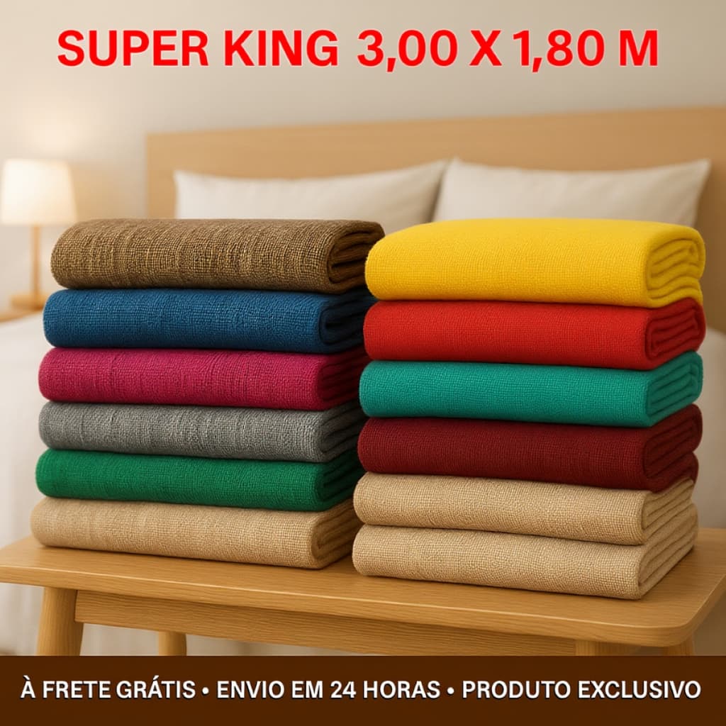 Kit 2 Mantas p/ Sofá 3,00 x 1,80 m Artesanal King Size 2 ou 3 Lugares Franjas Manta Gigante