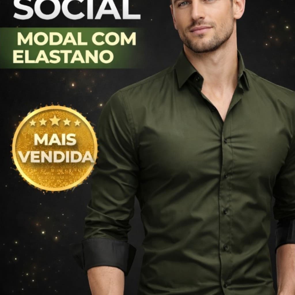 Camisa Social Masculina Slim Manga Longa Tecido Premium Modal  Elastano Elegância, Trabalho e Evento