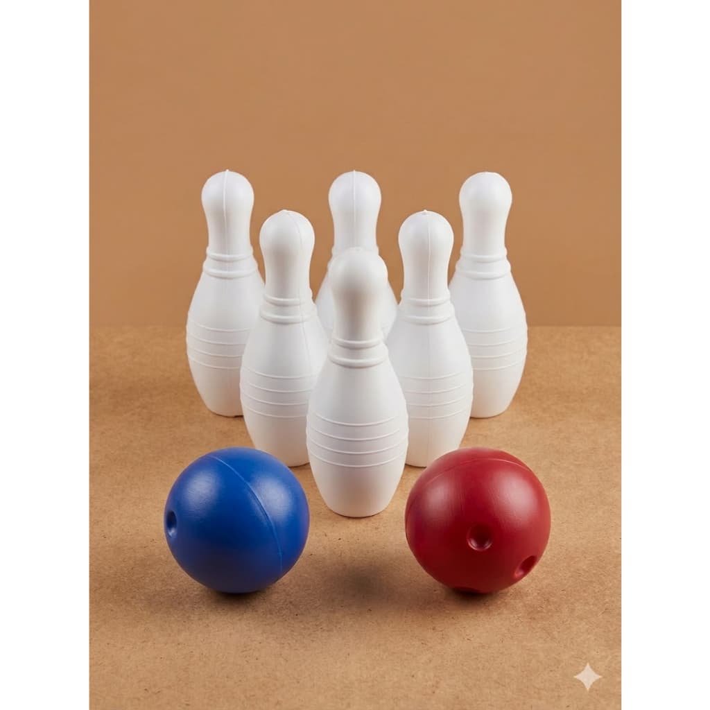 Jogo De Boliche Brinquedo Infantil 16 Cm + 2 Bolas + 6 Pinos