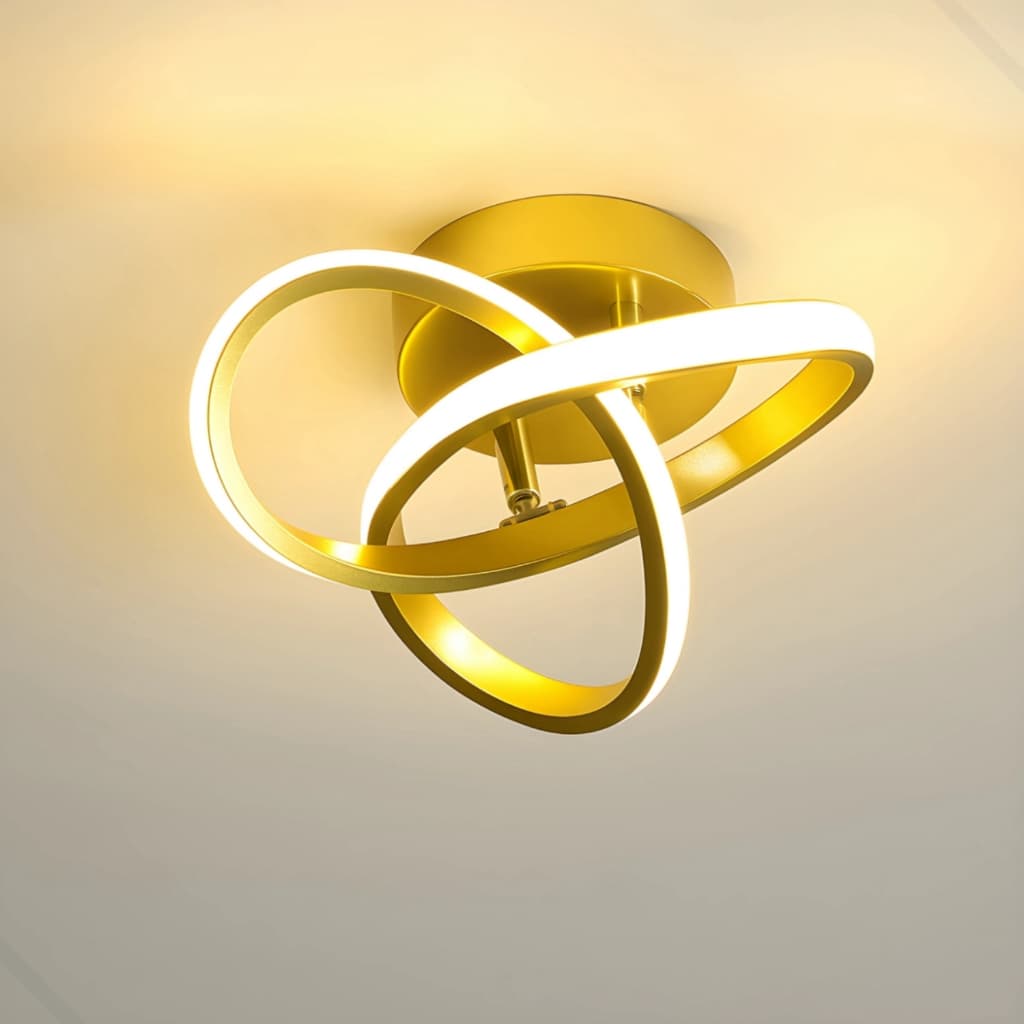 Plafon Led Moderna Luminária De Teto Sobrepor Infinito Crevo Dourado 3 Em 1