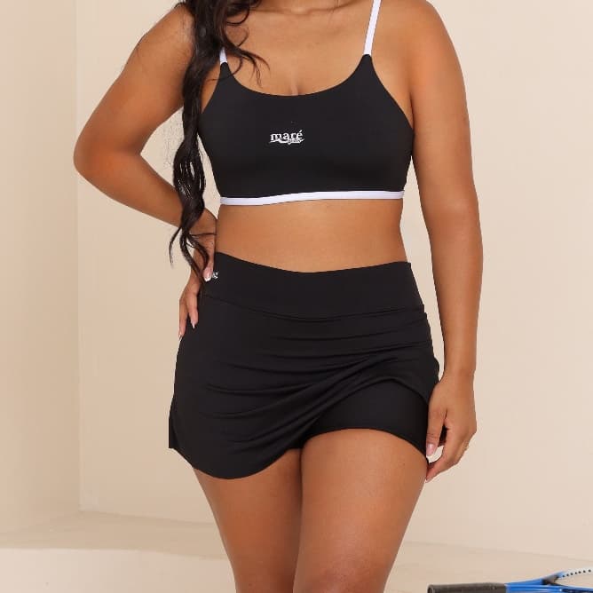 Conjunto Feminino Top Short Saia Cintura Alta Moda fitness