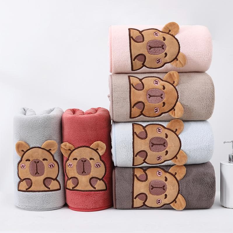 Toalha de Banho VEQE Infantil Baby Capivara Fofa 70x140cm Alta Absorção e Secagem Rápida