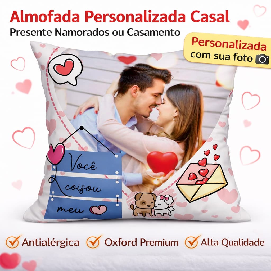 Almofada Foto Personalizada  Presente Namorados Aniversário Casamento Romântica