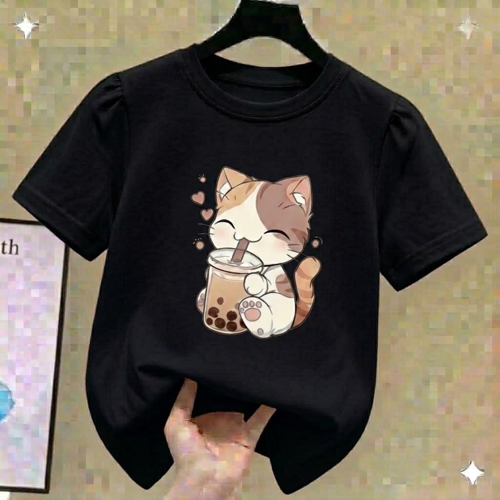 Camiseta Infantil Gatinho Algodão Premium