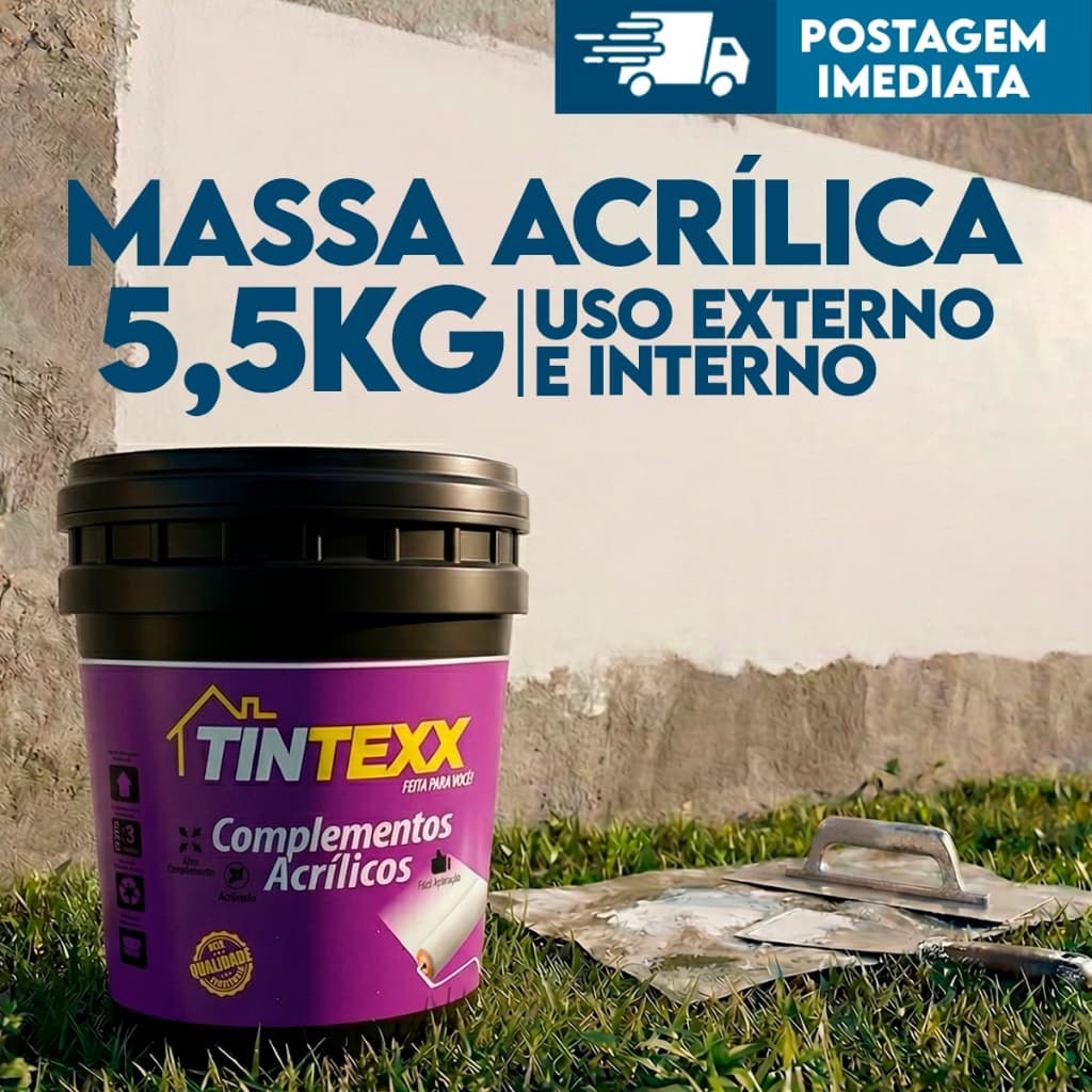 Massa acríica 5,5kg Externo Interno Branca Qualidade Acabamentos Excellente tintexx aplicação 21kg
