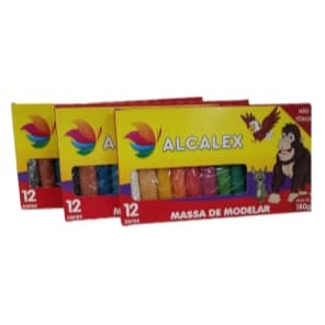 Massa de Modelar 12 Cores 180 g - Alcalex