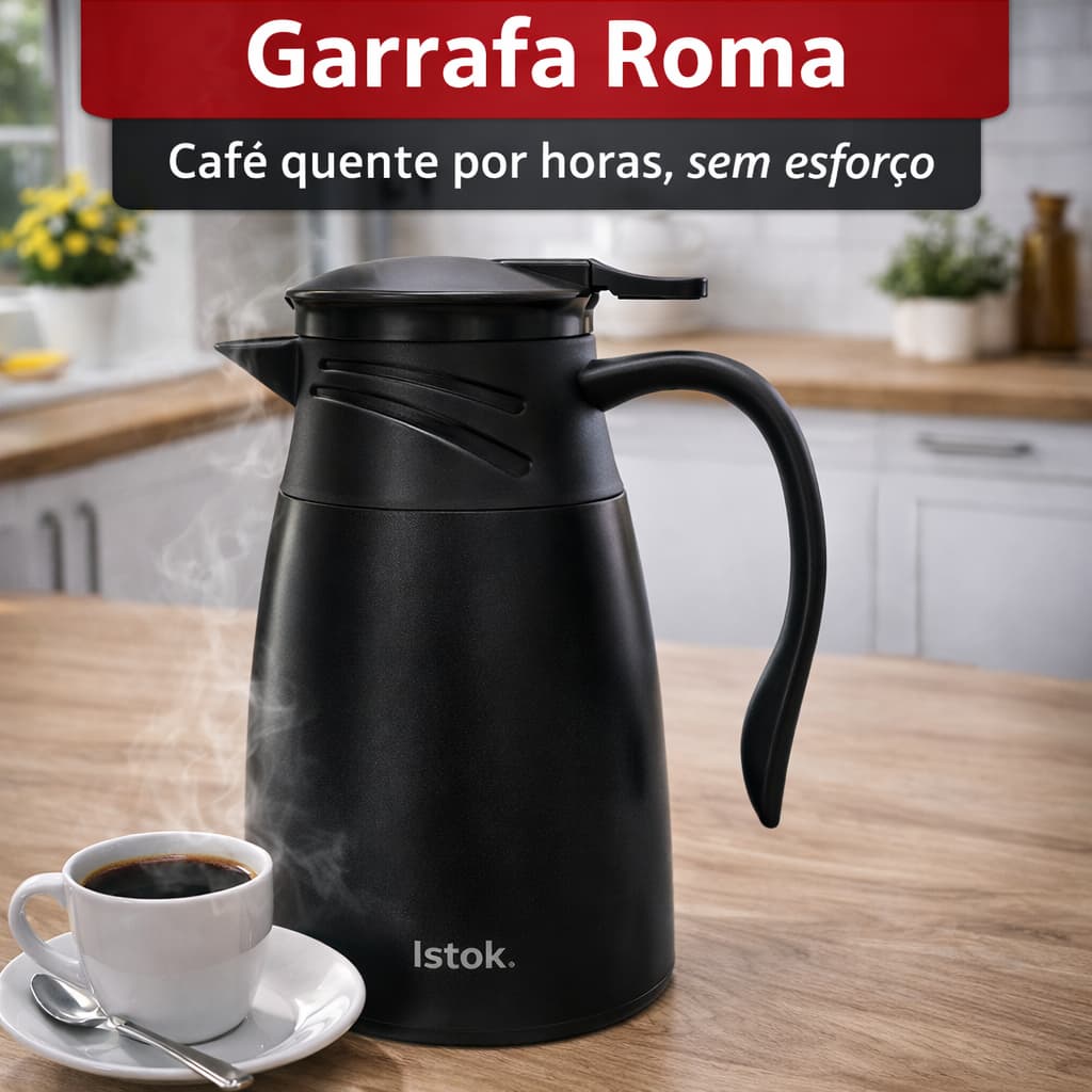 Garrafa Térmica 1L Roma Café Quente Chá Leite Agua Anti Vazamento Moderna Termica Anti Respingo