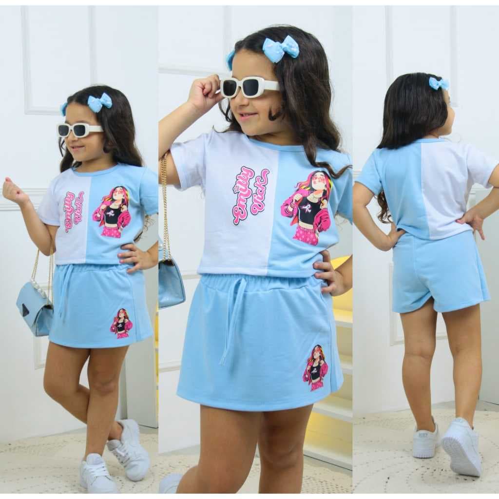 conjunto infantil juvenil feminino estampa EMILY VIK 2 ao 14 meninas rosa