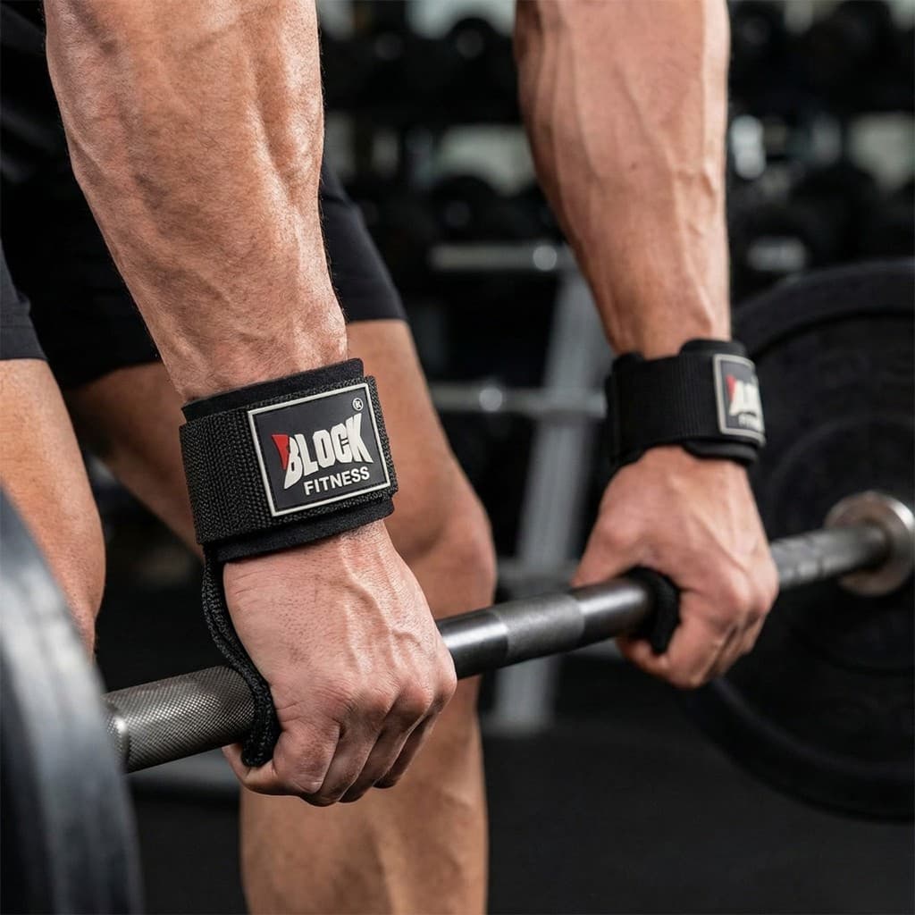 Tala Strap Com Munhequeira Musculação Academia Profissional Carga Peso Superior Block