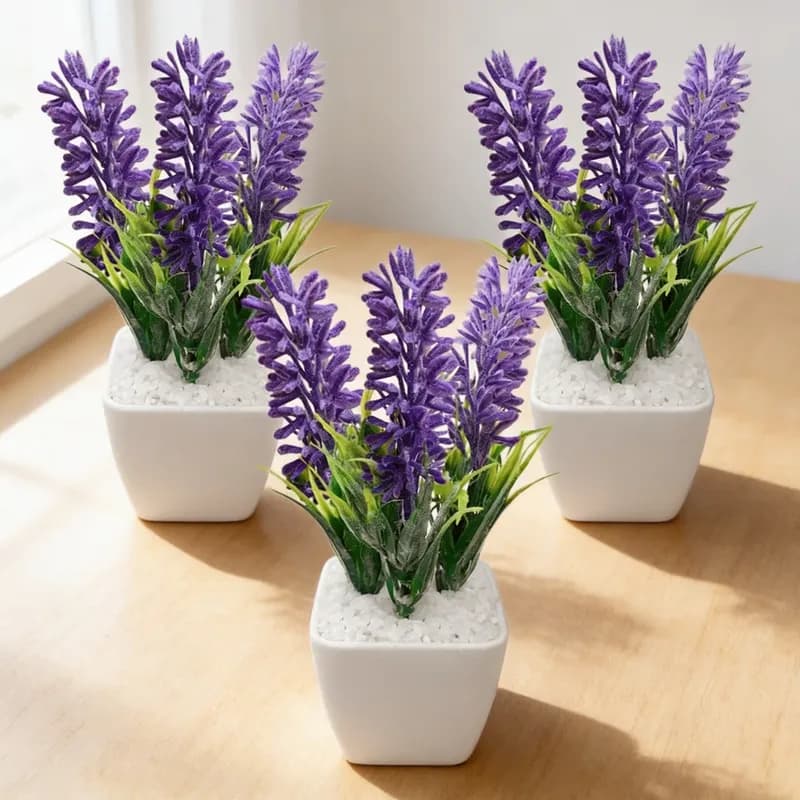 Planta Artificial Arranjo De Lavanda Decoração Kit 3 Flores