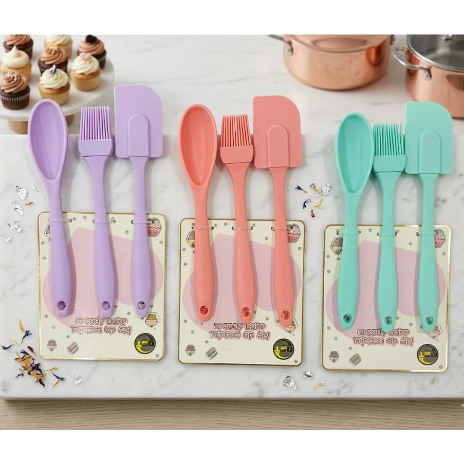 Kit culinário  3 Peças Colher E Pincel Espátula De Silicone Culinário