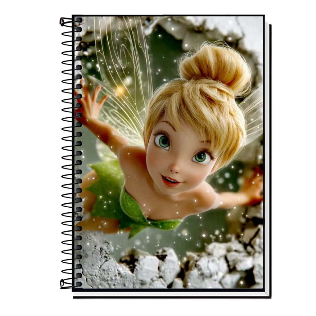 Caderno Escolar Capa Dura - Tinker Bell 1, 10, 15 e 20 Matérias Universitário.