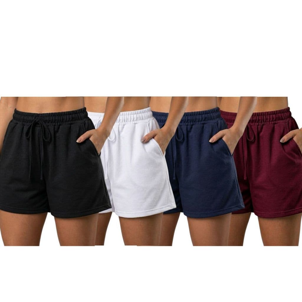 Kit 4 Short Feminino Bermuda Feminina Short Moletinho Peças No Moletom Básico Para Seus Dias Shortinho Confortável