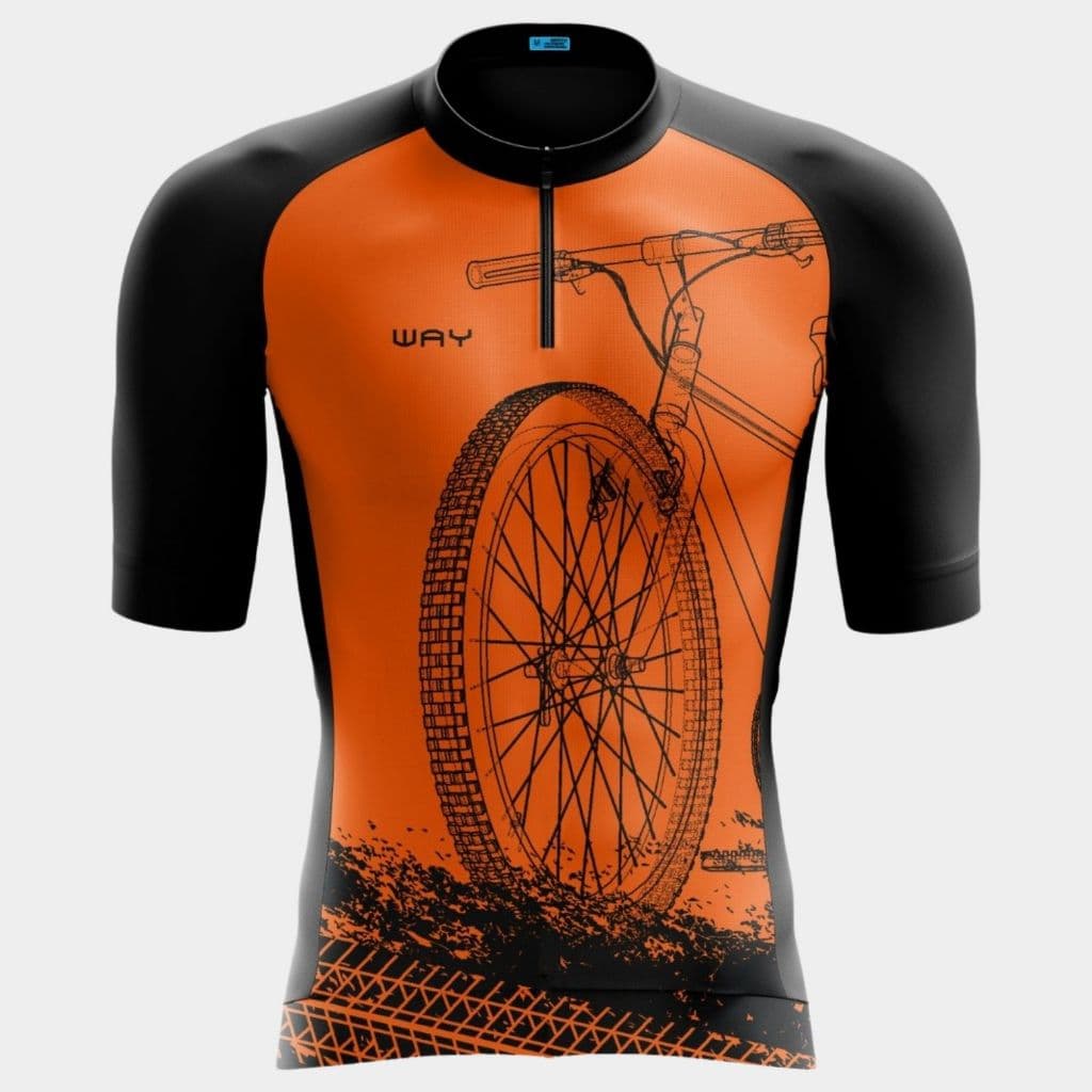 Camisa Ciclismo Masculina Camiseta Manga Curta Bike Roda Laranja Roupa Pedal Mtb