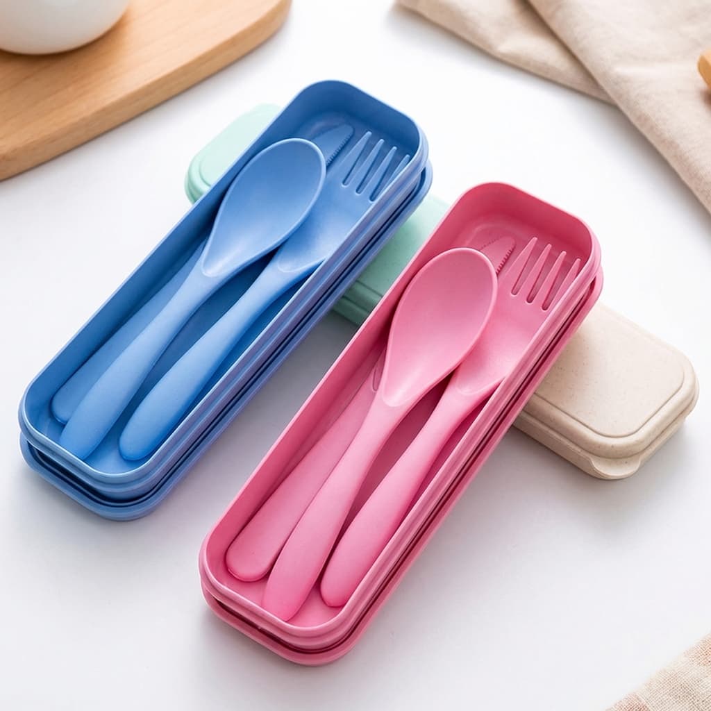Kit Talheres Portátil Com Estojo Reutilizável Para Marmita Trabalho Faculdade Viagem Camping Piquenique