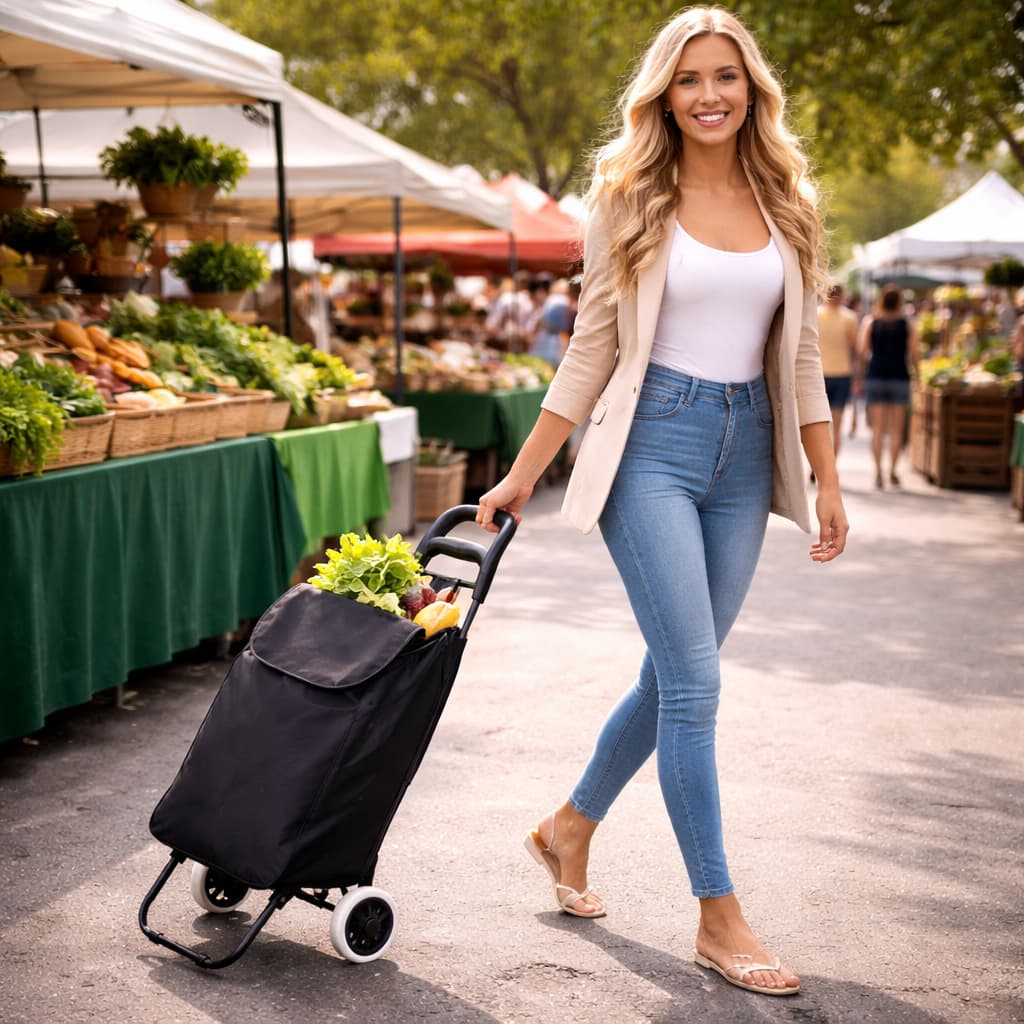 Carrinho de Compras Feira mercado dobrável bag até 30kg