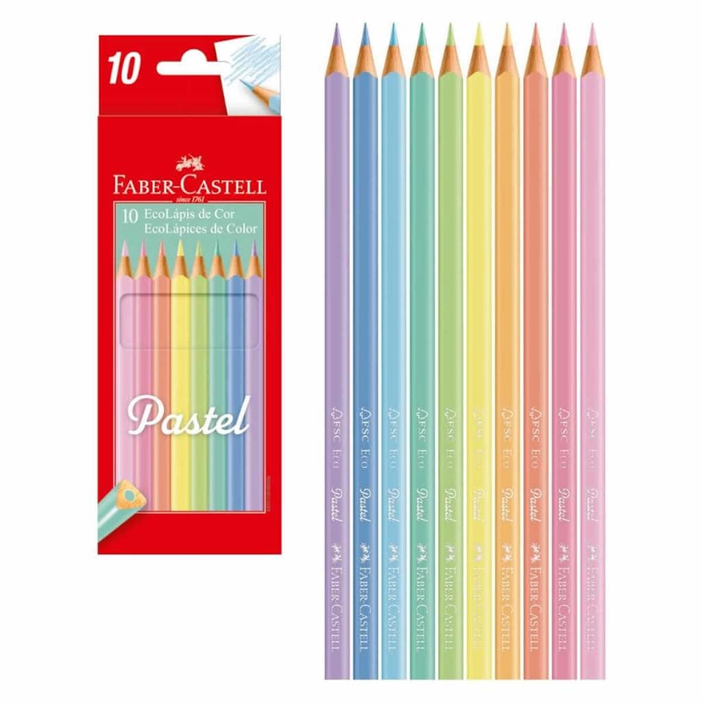 Lápis de cor Ecolapis Faber-Castell Eco Pastel 10 Cores