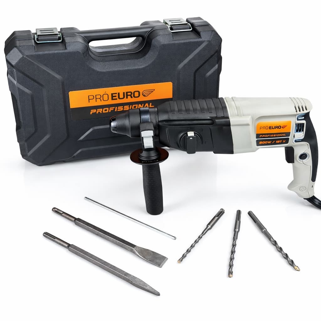 Martelete Rotativo Rompedor 800W SDS Plus 2.8J Furadeira Impacto 1350 RPM Pró Euro
