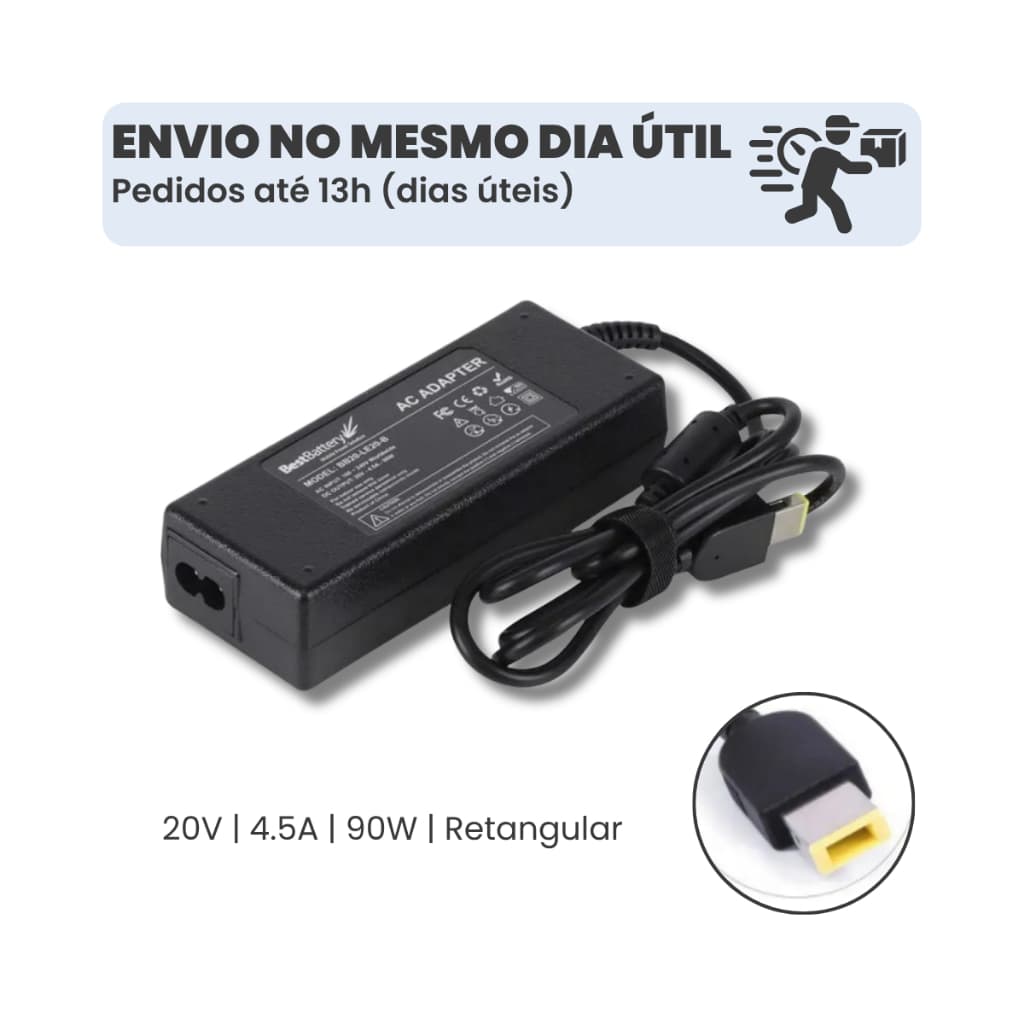 Fonte carregador para notebook Modelos Lenovo 20V 4.5A 90W
