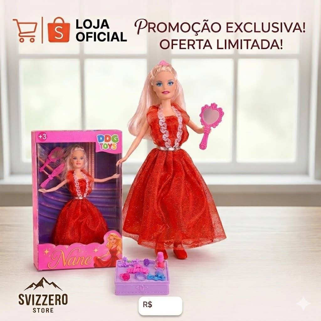 Boneca Fashion Infantil Com Roupa E Acessorios Moda Estilo Brinquedo