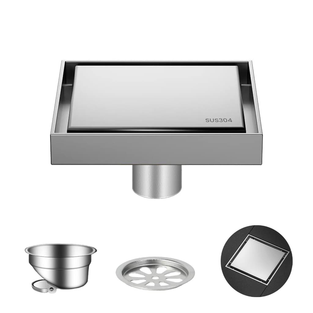 Ralo Invisível Oculto Inox 304 Quadrado Tampa Oculta Anti Odor Anti Inseto