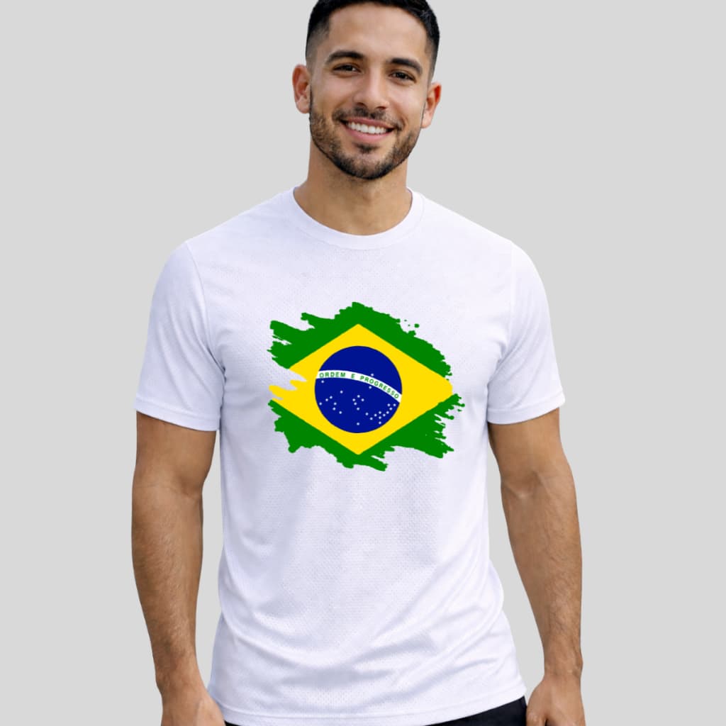 Blusa Camiseta DryFit Brasil Copa Proteção Uv camisa Masculina Tecido Colméia
