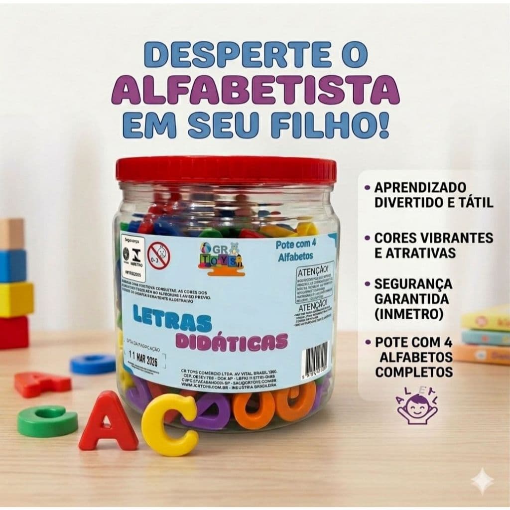 Letras Coloridas Educativas para Crianças – Aprendizado e Coordenação 104 Letras
