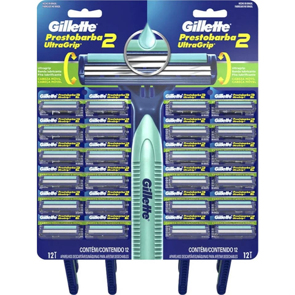 Aparelho Gillette Prestobarba UltaGrip 2 - Cartela Com 24 - Cabeça Móvel