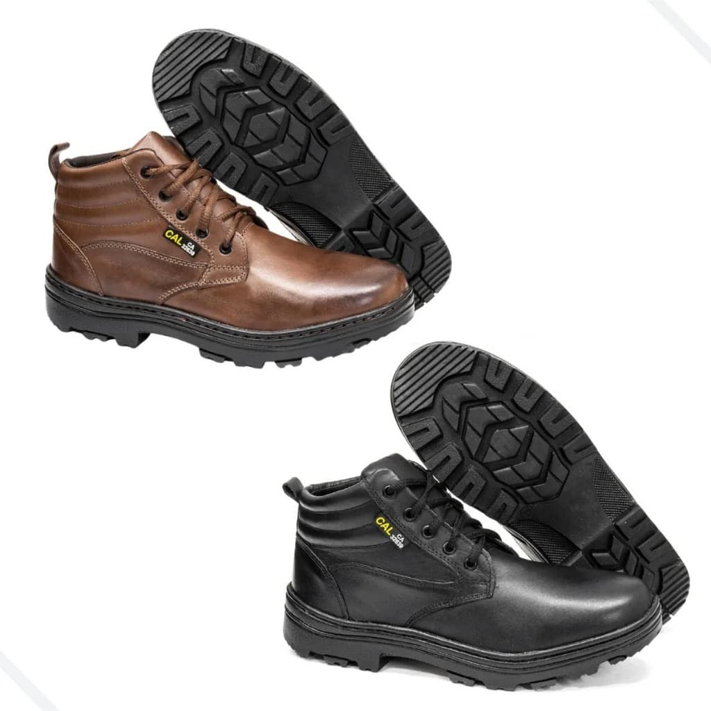 Bota Segurança Kit 2 Pares 1 Preta E 1 Marrom Couro Legítimo Callshoes