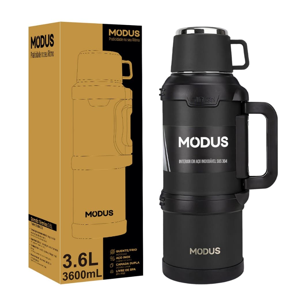MODUS Garrafa Térmica  3,6 Litros Quente Frio Com Aço Inoxidável Isolamento Térmico