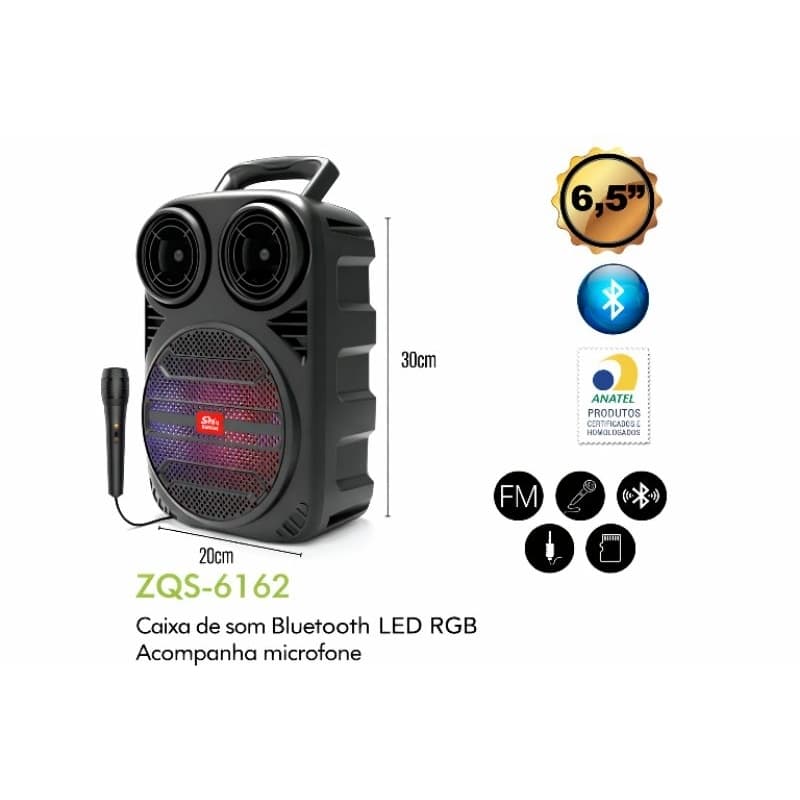 Caixa de Som 30cm Altura Multi Média Speaker – Bluetooth Com Microfone Som Potente e Alta Qualidade