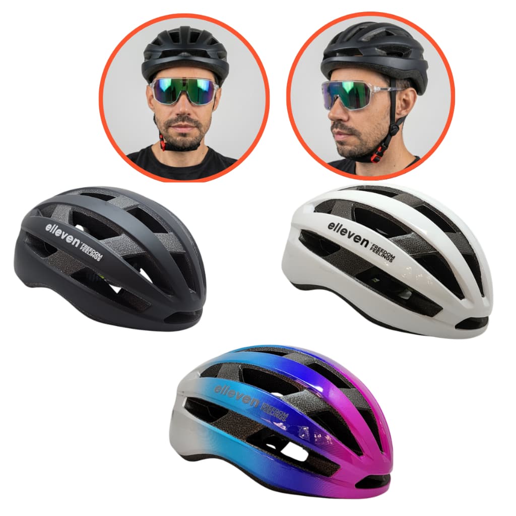 Capacete Bike Speed Mtb Inmold 53-57 Rosa Azul Cinza Elleven Cor Cinza Azul Rosa/Preto/Branco
