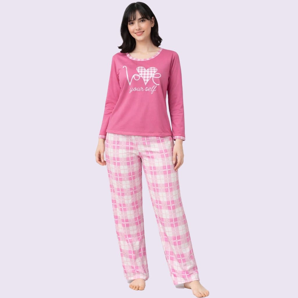 Pijama Longo Feminino Frio Blusa Manga Longa e Calça Malha PP Inverno Adulto Personagens Dyeu Modas