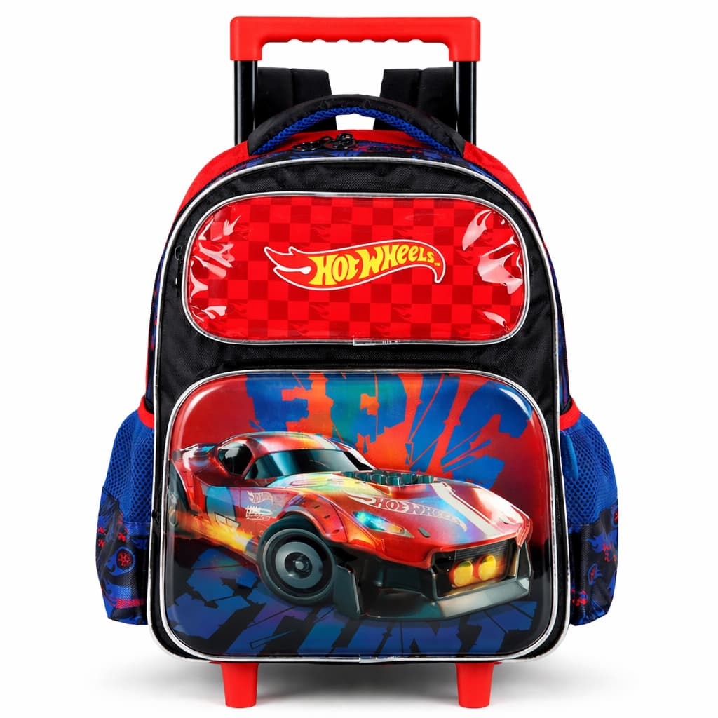 Mochila Infantil Escolar Hot Wheels Com Rodinhas Durável