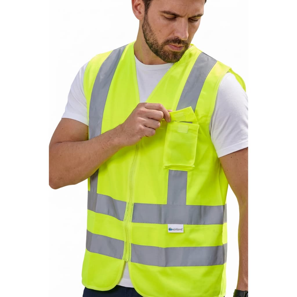 Colete De Segurança Refletivo Faixas Refletivas Com Bolso Sinalização Amarelo Laranja Epi para Full