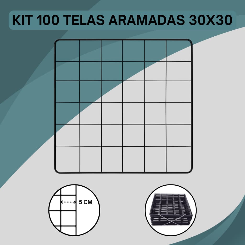 Tela Organizadora Aramada 100 Peças 30x30 Preto/Branco Para Decoração Expositor E Montagens Top