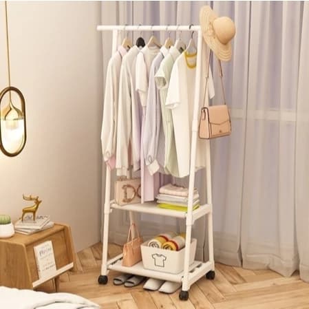 Arara Roupa Cabideiro Aço Guarda Sapateira Prateleira Com roda