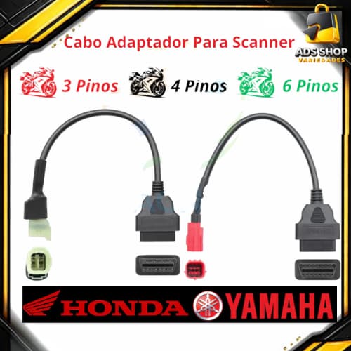 Cabo Obd2 Moto Honda Yamaha Adaptador Para Scanner