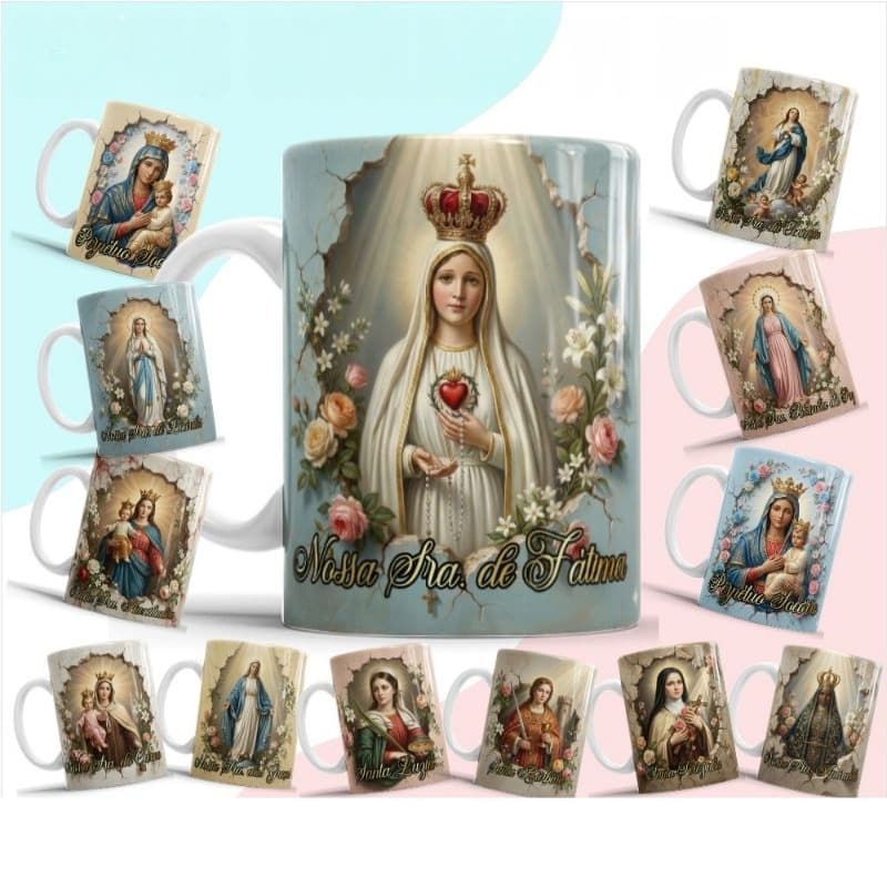 Caneca Santas Católicas Personalizada | Nossa Senhora, Santa Rita, Aparecida | Presente Religioso | 325ml