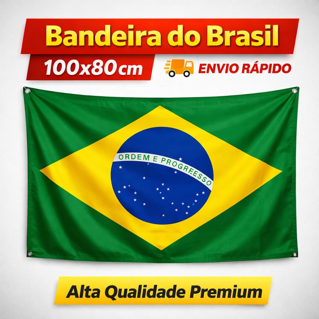 Bandeira do Brasil 100x75cm Grande Tecido Resistente Decoração Quarto Copa