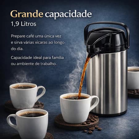 Garrafa Térmica Inox 1 9 Litros Alta Capacidade Isolamento Termico Eficiente Portatil Duravel