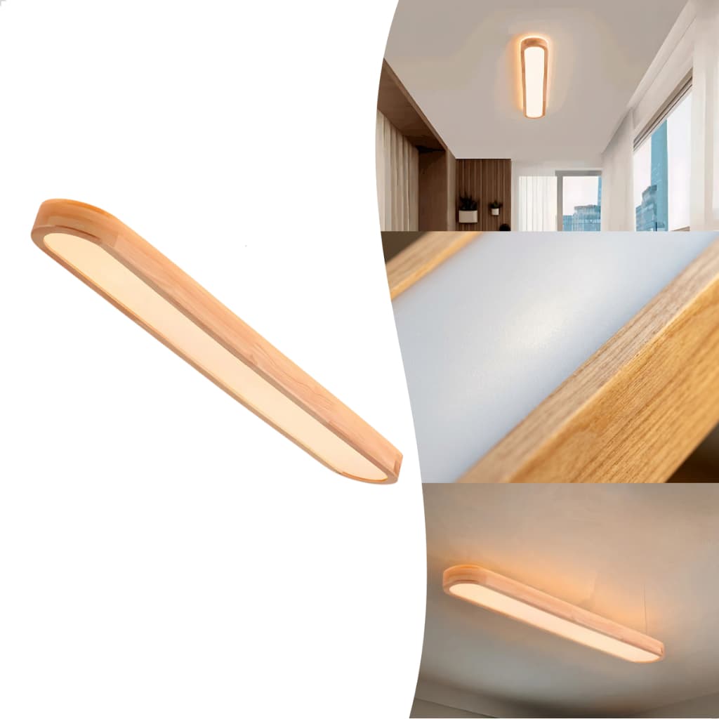 Luminária Teto Plafon Led Sobrepor 30w/35w Moderno 3 Em 1 Madeira Bivolt - Emporio G Iluminação
