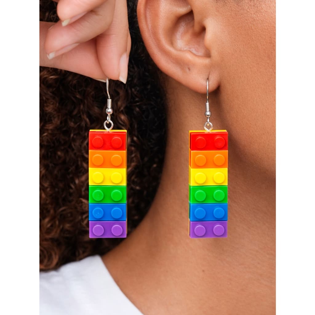 Par Brinco Lego Bloco de Montar Bandeira LGBT Arco Íris Monta Criativo Divertido Brinquedo Aço Inoxidável Antialérgico