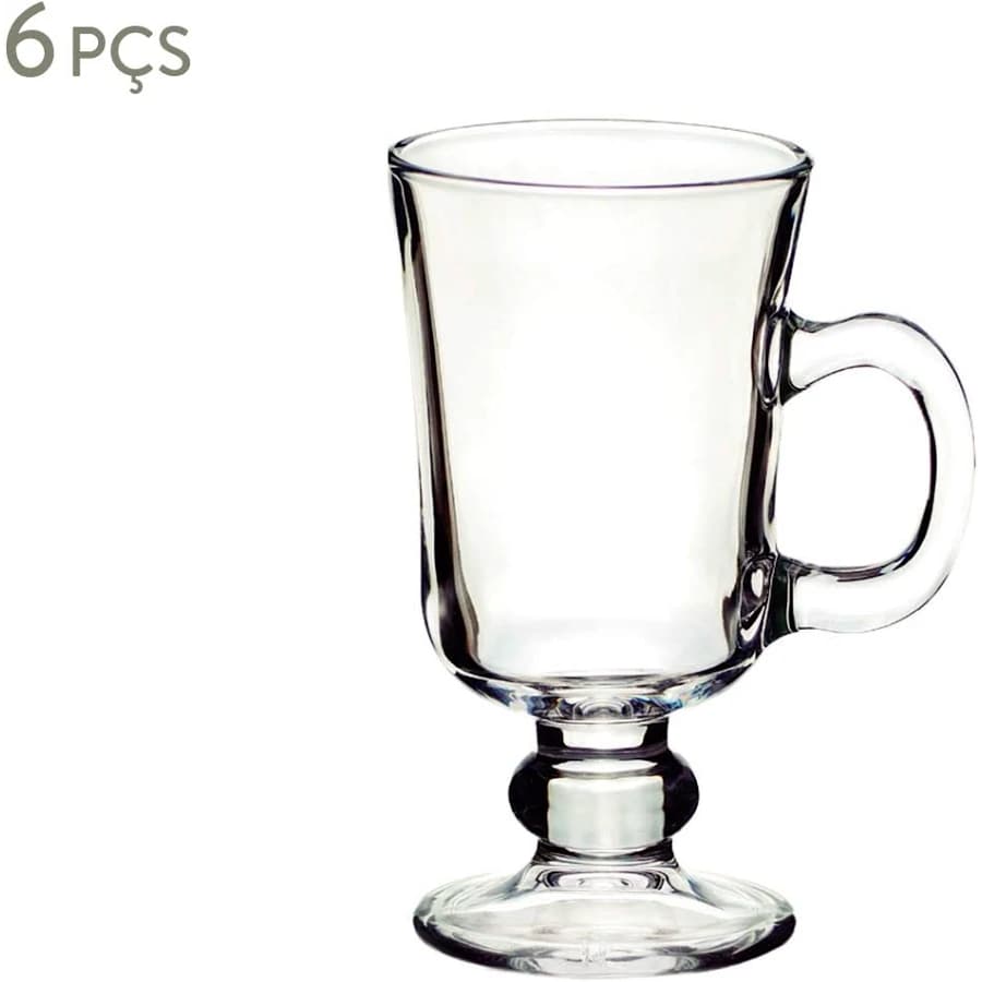 Jogo de 6 canecas Irish Coffee em vidro 230ml - hauskraft