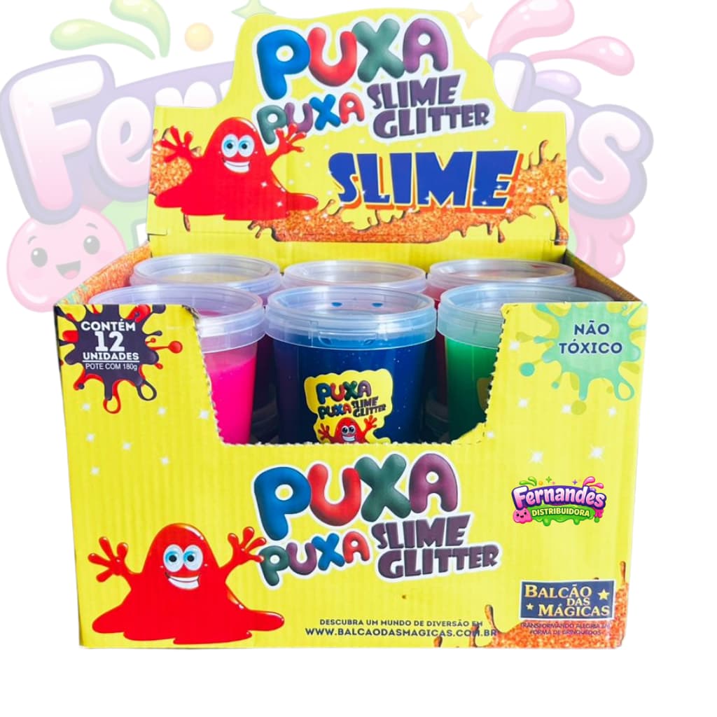 CAIXA SLIME GLITTER PUXA PUXA 12/24/36 UNIDADES - Brinquedo Infantil, lembrança, festa, NÃO GRUDA