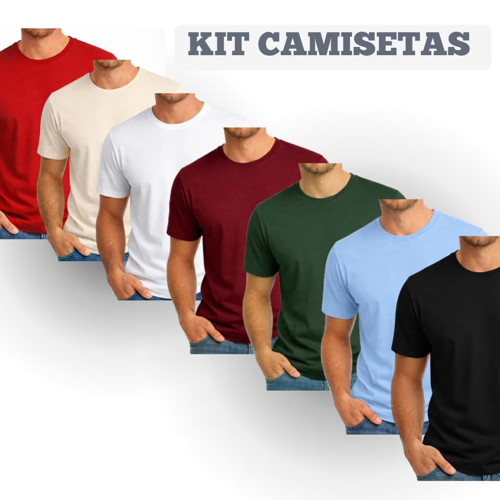 Kit 5 Camisetas lisa - Camisa Masculina