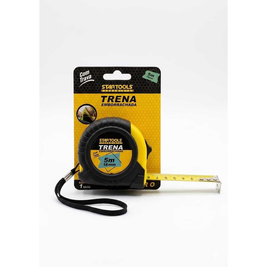 Trena 5m Emborrachada StarTools PRO 18mm com Trava - Profissional Antiderrapante