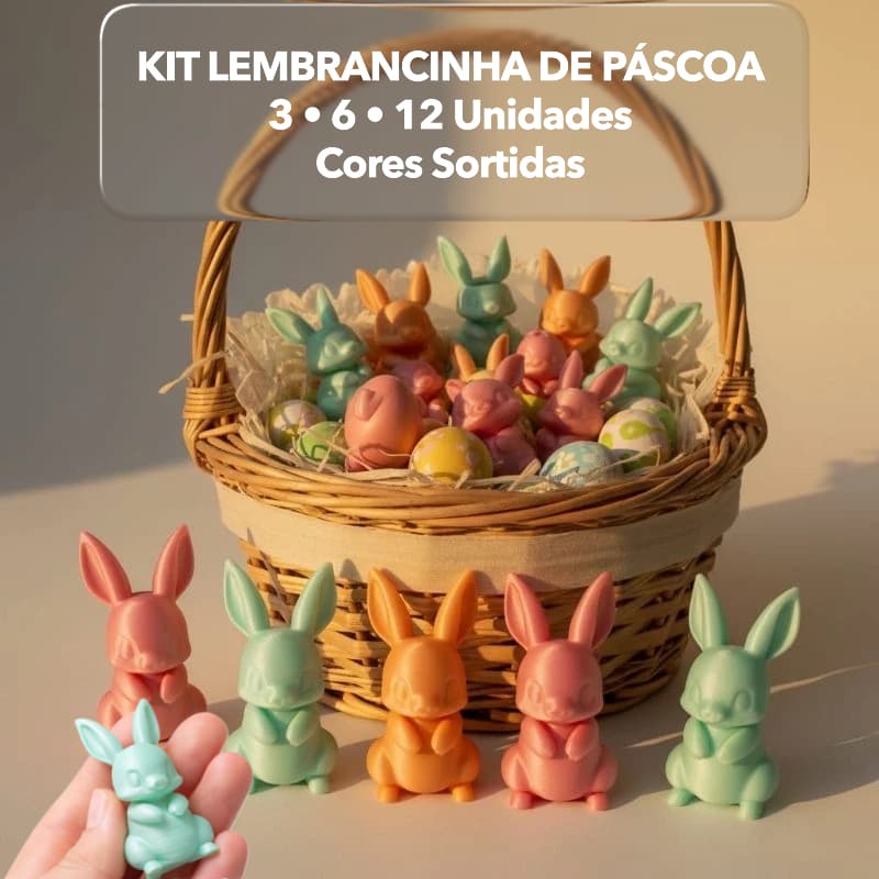 Lembrancinha Páscoa Coelhinho 3D 5cm | Decoração Mesa Páscoa