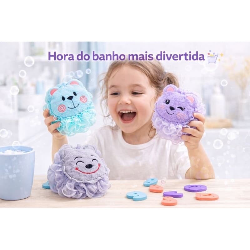 Bucha de Banho Infantil Fofinha Divertida Criança Macia Delicad