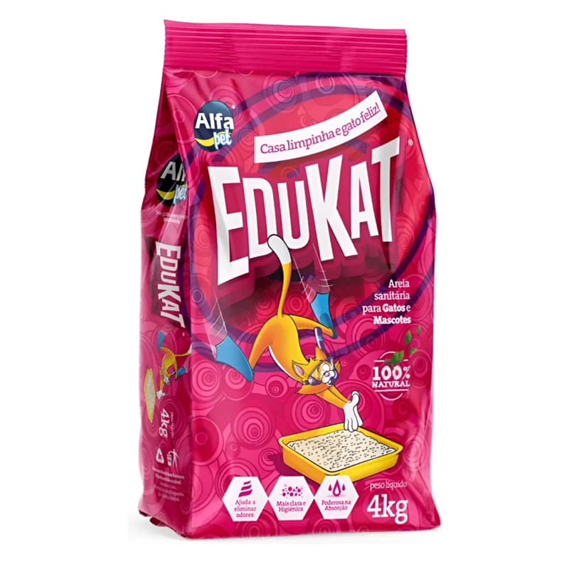 Edukat Areia Higiênica Sanitária Para Gatos 4kg
